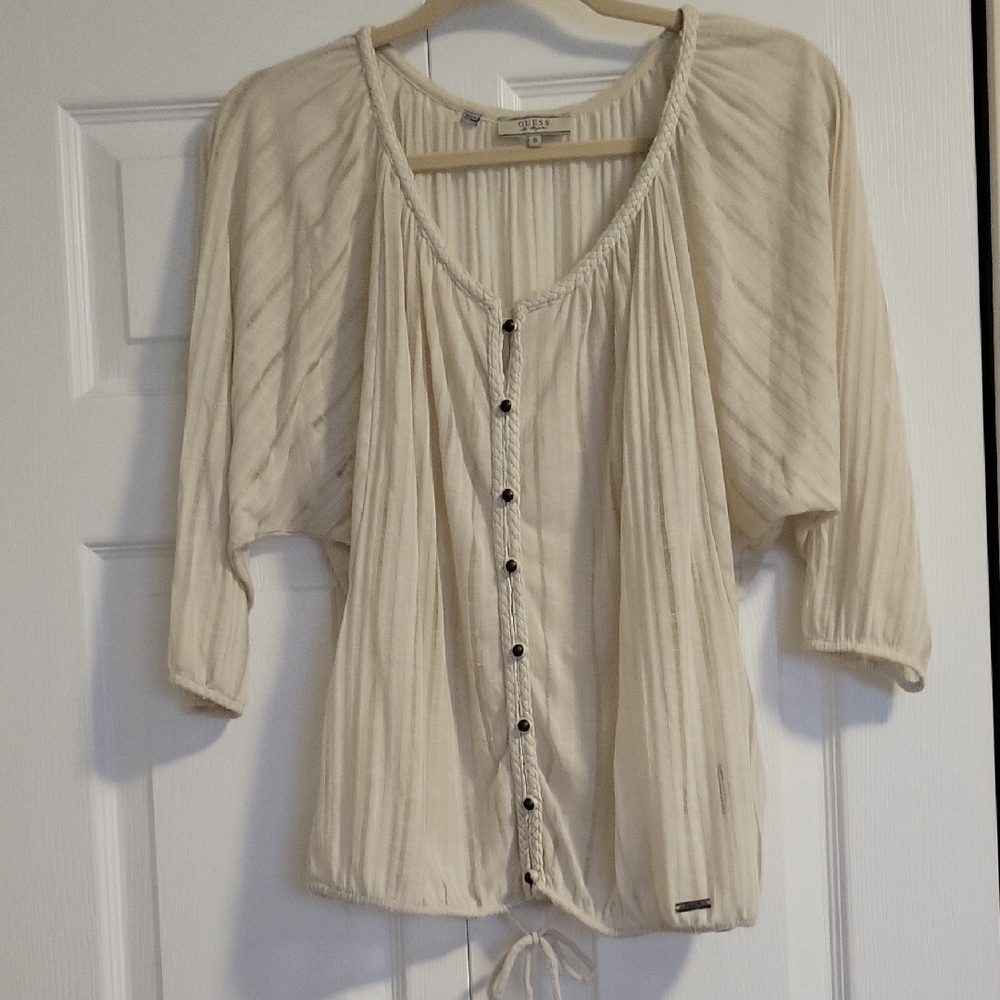 Guess Ivory Button-Front Blouse